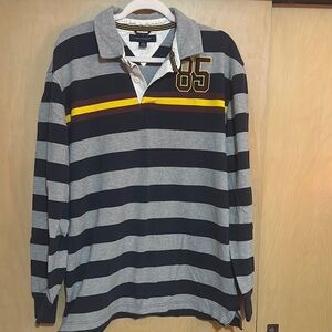 Tommy Hilfiger Gray and Blue Polo Shirt with Stripes